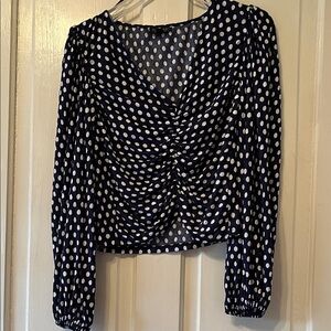 Topshop Navy and White Polka Dot Blouse